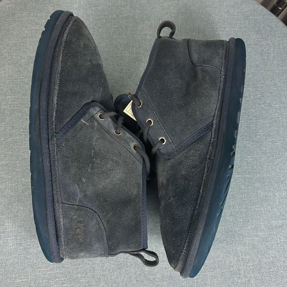 UGG Navy Blue Neumel Suede Chukka Boots Charcoal Sherpa Lined Size 10